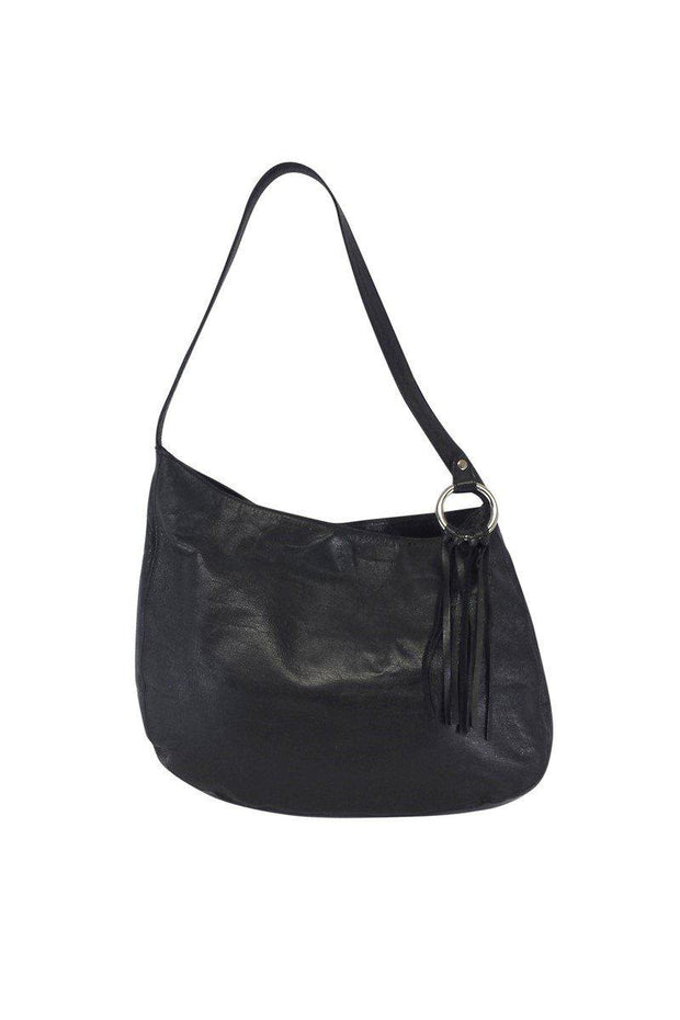 Current Boutique-BCBG - Black Leather Fringe Shoulder Bag