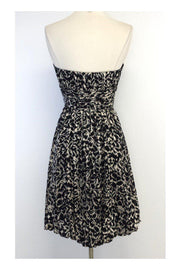 Current Boutique-BCBG - Black & Tan Print Silk Strapless Dress Sz 4