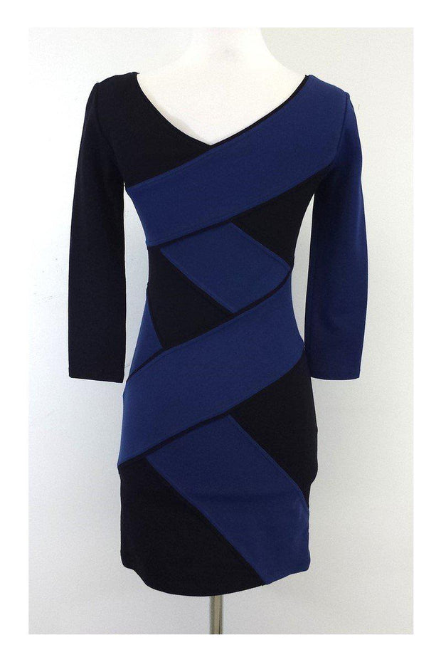 Current Boutique-BCBG - Blue & Black Bodycon Dress Sz XS