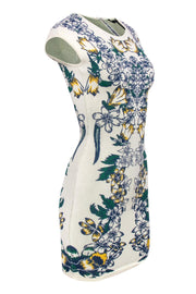 Current Boutique-BCBG Max Azria - Beige Floral Print Sleeveless Bodycon Dress Sz XS