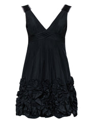 Current Boutique-BCBG Max Azria - Black A-Line Cocktail Dress w/ Ruffles Hem Sz 0