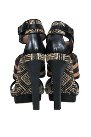 Current Boutique-BCBG Max Azria - Black & Beige Studded Woven Heels Sz. 5.5