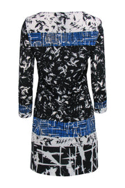 Current Boutique-BCBG Max Azria - Black & Blue Abstract Print Silk Dress Sz XS