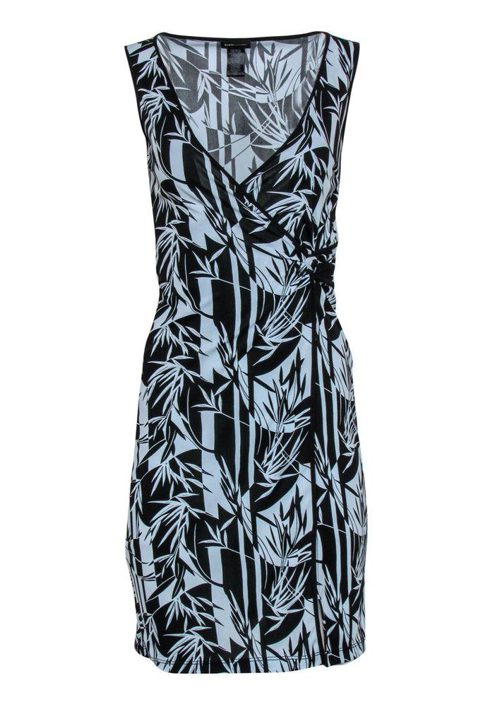 BCBG Max Azria Black Blue Bamboo Printed Tank Dress Sz XS