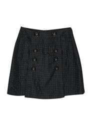 Current Boutique-BCBG Max Azria - Black Brocade Texture Skirt w/ Buttons Sz 4
