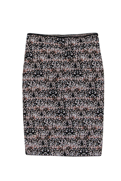 Current Boutique-BCBG Max Azria - Black & Brown Patterned Bandage Midi Skirt Sz M