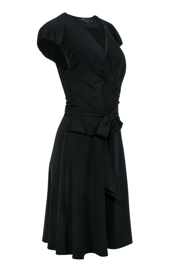 Current Boutique-BCBG Max Azria - Black Cap Sleeve Wrap Dress Sz XS