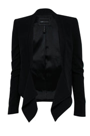 Current Boutique-BCBG Max Azria - Black Cropped Open Blazer w/ Draped Lapels Sz XXS