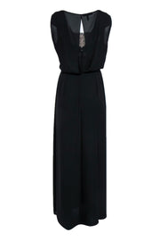 Current Boutique-BCBG Max Azria - Black Draped Lace Bodice Gown w/ Slit Sz 10