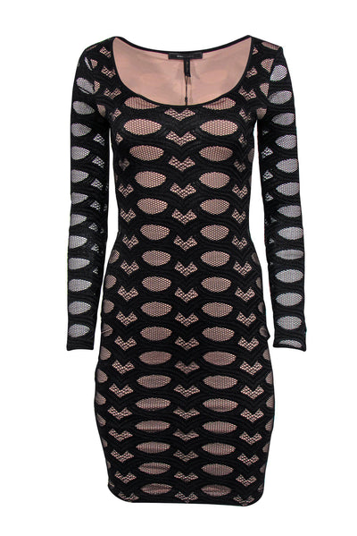 Current Boutique-BCBG Max Azria - Black Embroidered Mesh Bodycon Dress Sz XXS