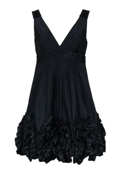 Current Boutique-BCBG Max Azria - Black Empire Waistline Cocktail Dress w/ Ruffles Sz 8