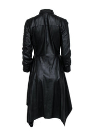 Current Boutique-BCBG Max Azria - Black Faux Leather Collared Shirt Dress Sz S