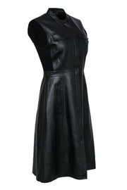 Current Boutique-BCBG Max Azria - Black Faux Leather Fitted Utility-Style Dress Sz S