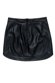 Current Boutique-BCBG Max Azria - Black Faux Leather "Kanya" Miniskirt w/ Curved Hem Sz XXS