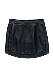 Current Boutique-BCBG Max Azria - Black Faux Leather "Kanya" Miniskirt w/ Curved Hem Sz XXS