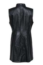Current Boutique-BCBG Max Azria - Black Faux Leather Single Button Longline Vest Sz M