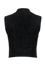 Current Boutique-BCBG Max Azria - Black Faux Suede Pleated Zip-Up Vest Sz XS
