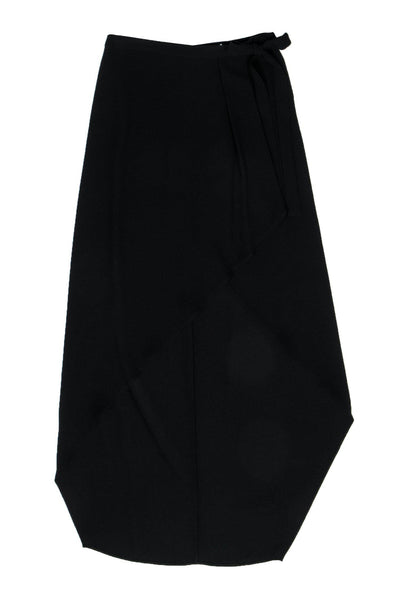 Current Boutique-BCBG Max Azria - Black Faux Wrap High-Low Midi Skirt Sz XXS