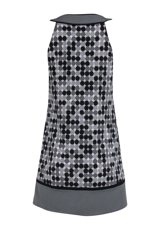 Current Boutique-BCBG Max Azria - Black & Grey Circle Print Sleeveless Shift Dress Sz XS