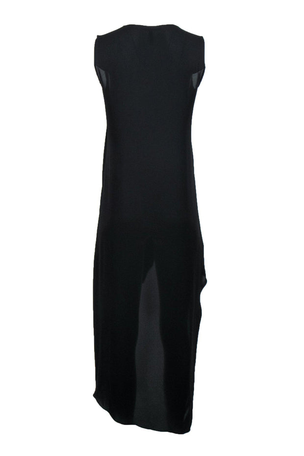 Current Boutique-BCBG Max Azria - Black High-Low Midi Dress w/ Draping Sz XXS