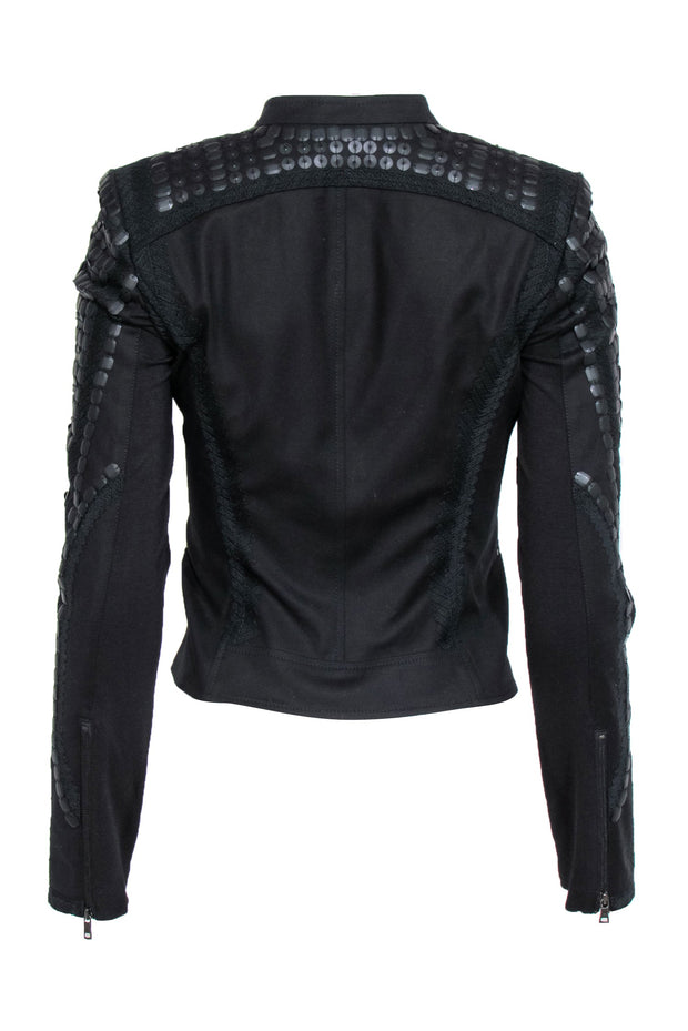 Current Boutique-BCBG Max Azria - Black "Jaison" Cropped Moto Jacket w/ Embellishments Sz XS