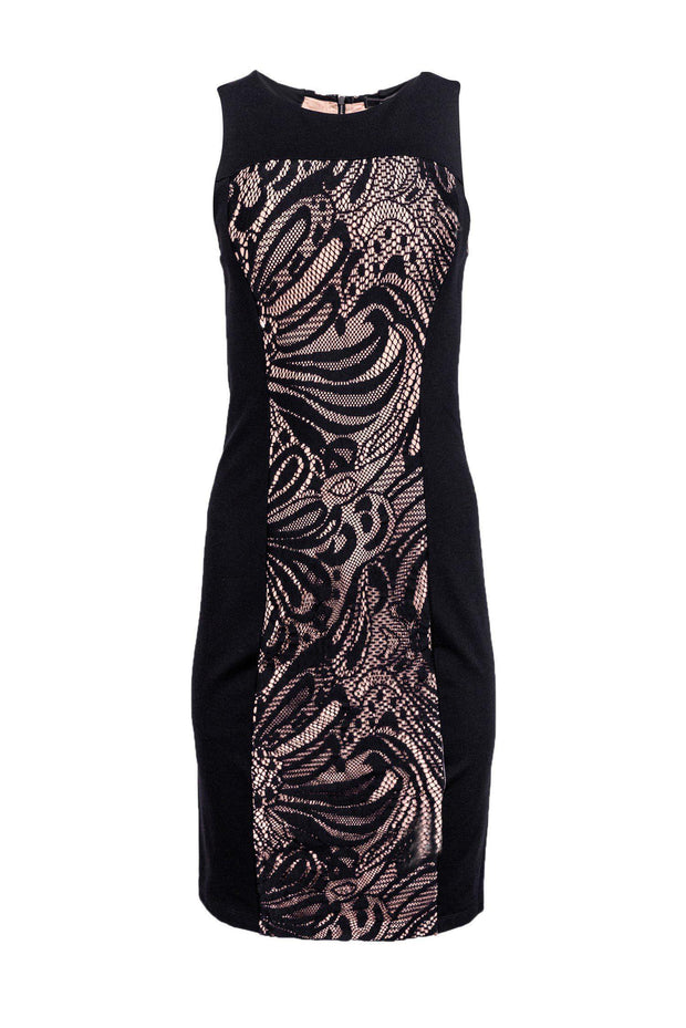 Current Boutique-BCBG Max Azria - Black Lace Front Bodycon Dress Sz M