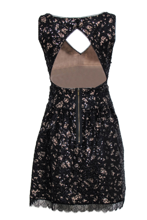 Current Boutique-BCBG Max Azria - Black Lace & Sequin Open Back “Katarina” Dress Sz 0