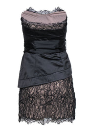 Current Boutique-BCBG Max Azria - Black Lace Strapless Asymmetric Bodycon Dress Sz 0