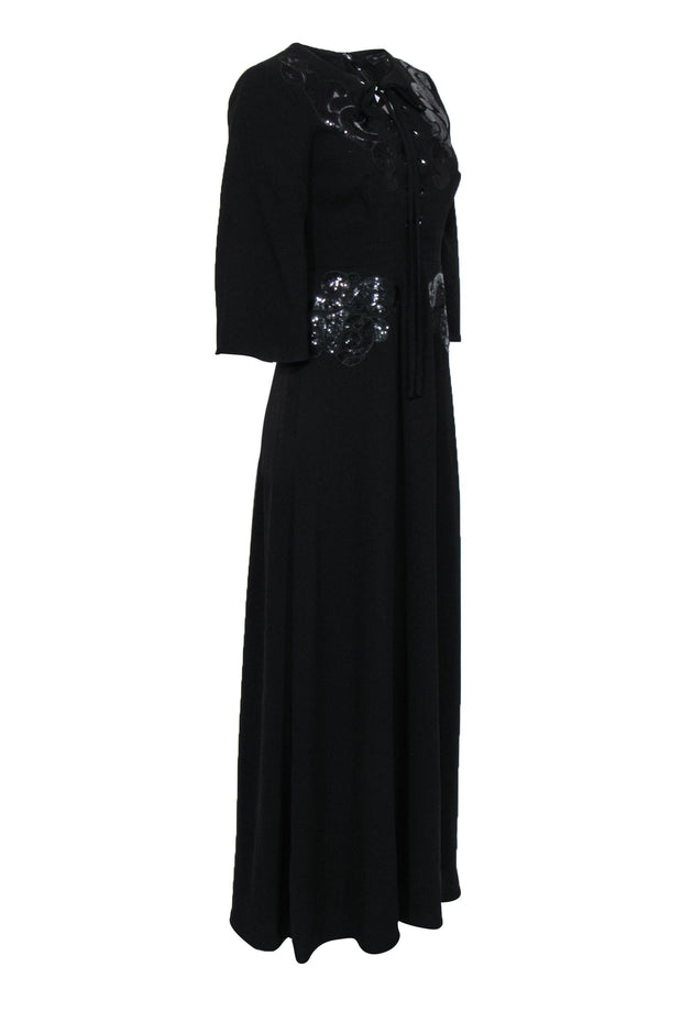 Current Boutique-BCBG Max Azria - Black Lace-Up Gown w/ Sequins Sz 2