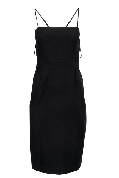 Current Boutique-BCBG Max Azria - Black Lace-Up Midi Dress w/ Silver Hook Hardware Sz 4