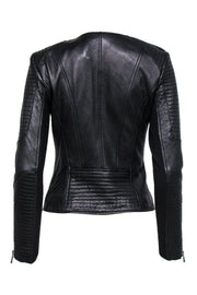 Current Boutique-BCBG Max Azria - Black Leather Moto Jacket w/ Zippers Sz XS