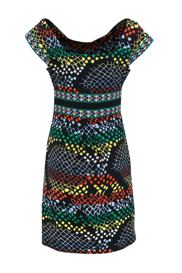 Current Boutique-BCBG Max Azria - Black & Multicolor Abstract Print Dress Sz S