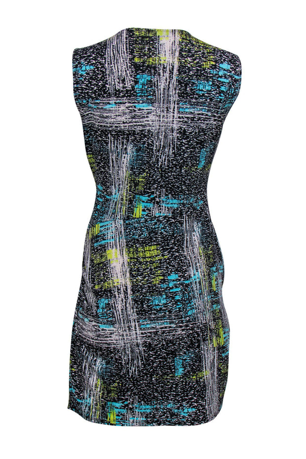 Current Boutique-BCBG Max Azria - Black & Multicolor Splatter Faux Wrap Dress Sz MP