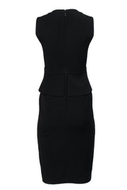 Current Boutique-BCBG Max Azria - Black Peplum Sheath Midi Dress w/ Metallic Lace Sz 0
