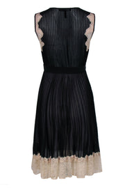Current Boutique-BCBG Max Azria - Black Pleated A-Line Dress w/ Tan Lace Sz 0