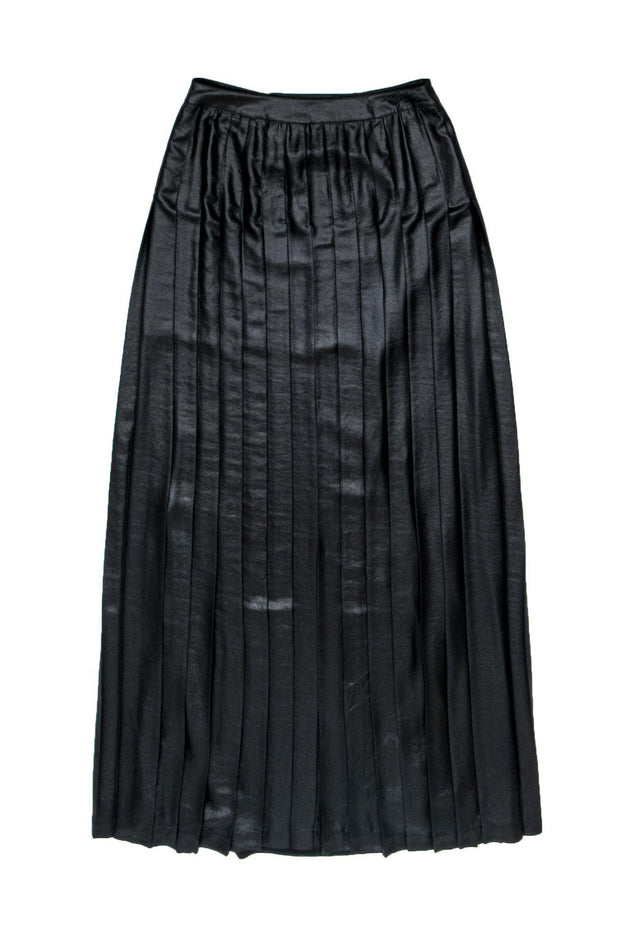 Current Boutique-BCBG Max Azria - Black Pleated Maxi Skirt w/ Snaps Sz XS