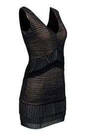 Current Boutique-BCBG Max Azria - Black Pleated Mesh Tiered Sheath Dress Sz S