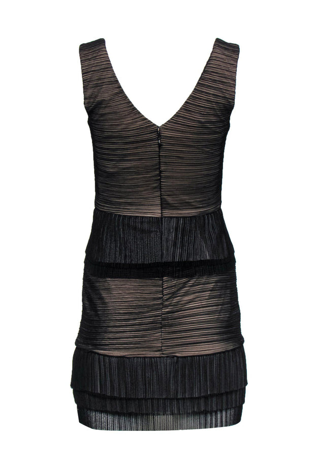 Current Boutique-BCBG Max Azria - Black Pleated Mesh Tiered Sheath Dress Sz S