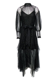 Current Boutique-BCBG Max Azria - Black Polka Dot Tulle Maxi Dress Sz XXS