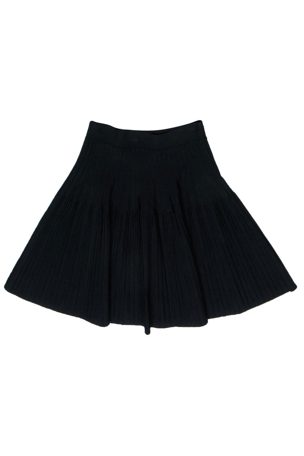 Current Boutique-BCBG Max Azria - Black Ribbed Knit "Kelli" Skater Skirt Sz S