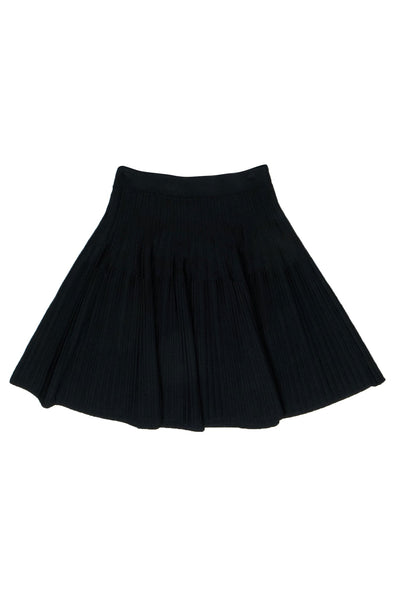 Current Boutique-BCBG Max Azria - Black Ribbed Knit "Kelli" Skater Skirt Sz S