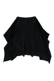 Current Boutique-BCBG Max Azria - Black Satin Midi Flare Skirt w/ Ruffles Sz XS