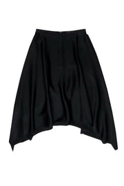 Current Boutique-BCBG Max Azria - Black Satin Midi Flare Skirt w/ Ruffles Sz XS