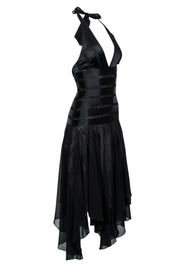 Current Boutique-BCBG Max Azria - Black Satin Striped Halter Dress Sz 0