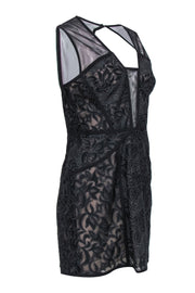 Current Boutique-BCBG Max Azria - Black Sheer Lace Mini Dress w/ Nude Lining Sz 12