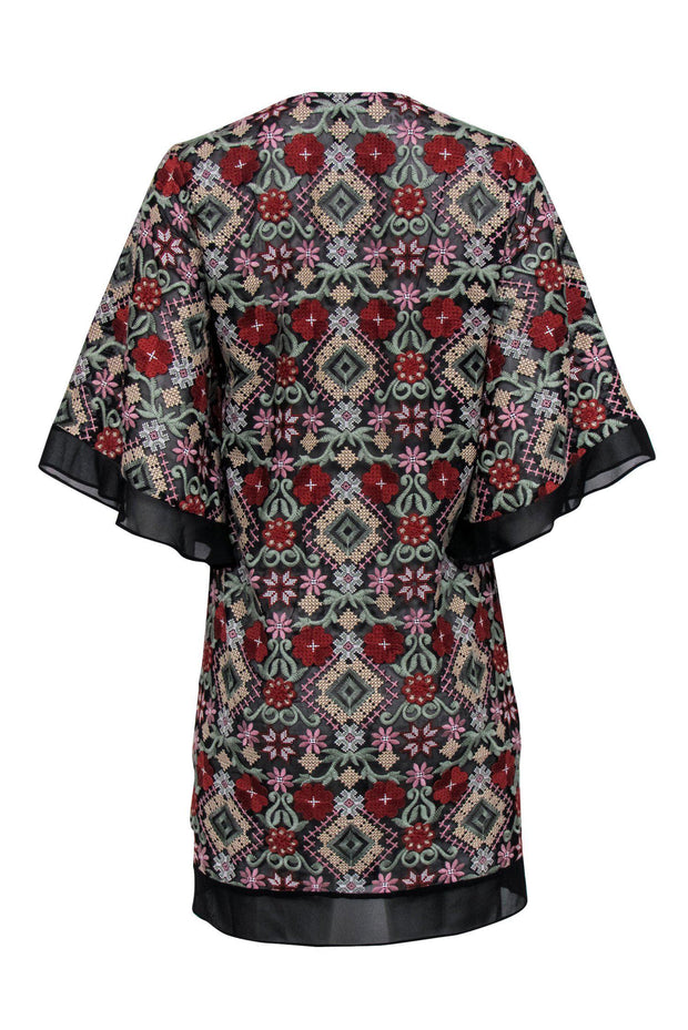 Current Boutique-BCBG Max Azria - Black Sheer Shift Dress w/ Floral Embroidery Sz S