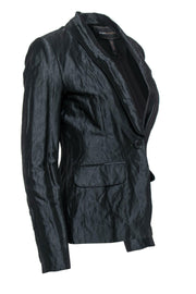 Current Boutique-BCBG Max Azria - Black Shiny Single Button Blazer Sz XS