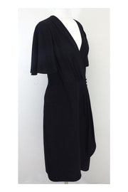 BCBG Max Azria Black Short Sleeve Wrap Dress Sz M Current Boutique