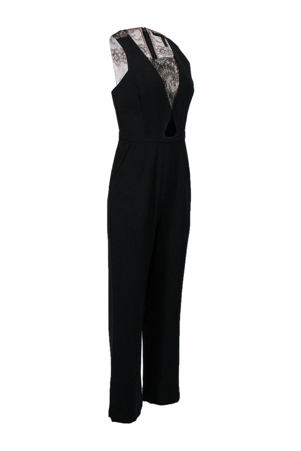 Current Boutique-BCBG Max Azria - Black Sleeveless Jumpsuit w/ Lace Paneling Sz S