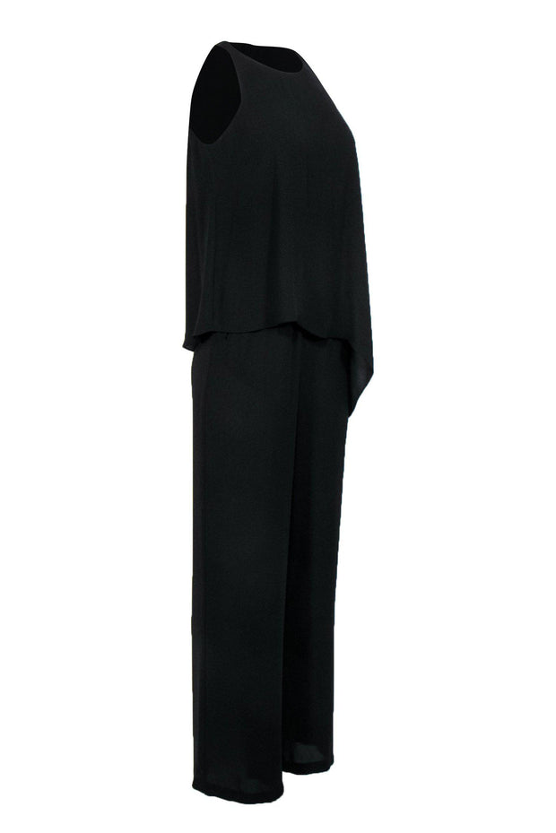 Current Boutique-BCBG Max Azria - Black Sleeveless Wide Leg Jumpsuit w/ Layered Top Sz XS